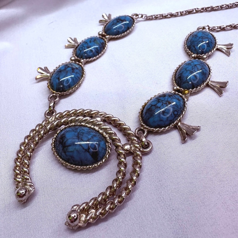 Squash Blossom Necklace Womens OS Blue Good Mock Turquoise Naja Boho